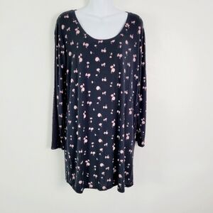 Victoria's Secret Black Floral  Soft Modal Stretch Jersey‎ Knit Sleep Shirt